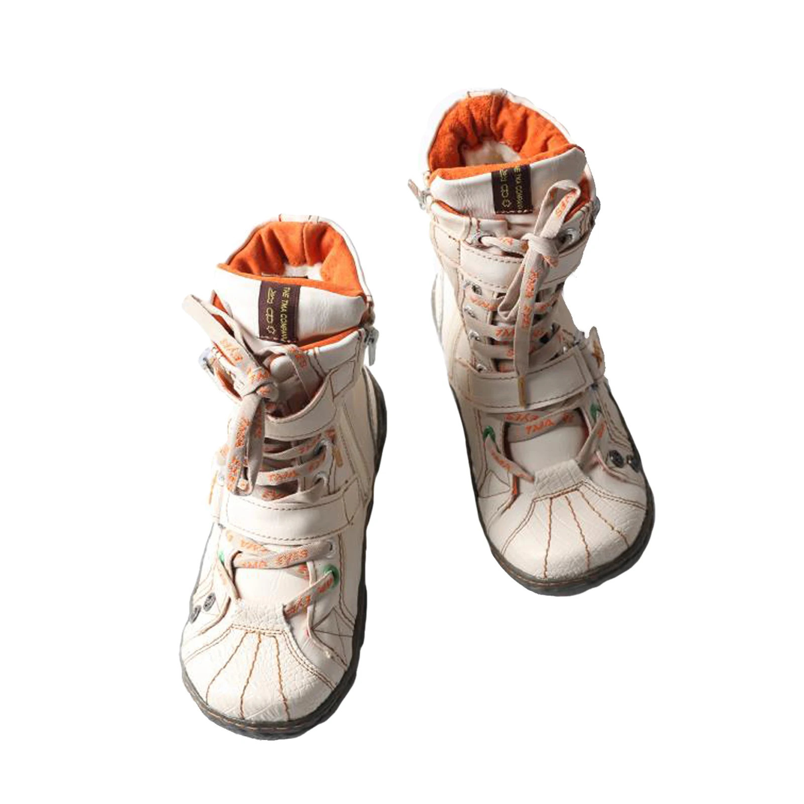 TMA EYES DoubleStrape Washed PU Leather Womens Boot With Faux Fur Lining 251121