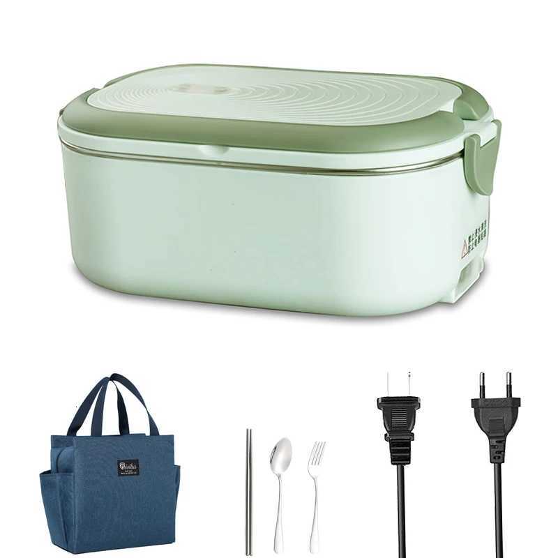 220V 110V EU US Plug Portable Electric Lunch Box 1L Stainless Steel With Compartments Bag Tableware Set Office Food Warmer HeatM251121