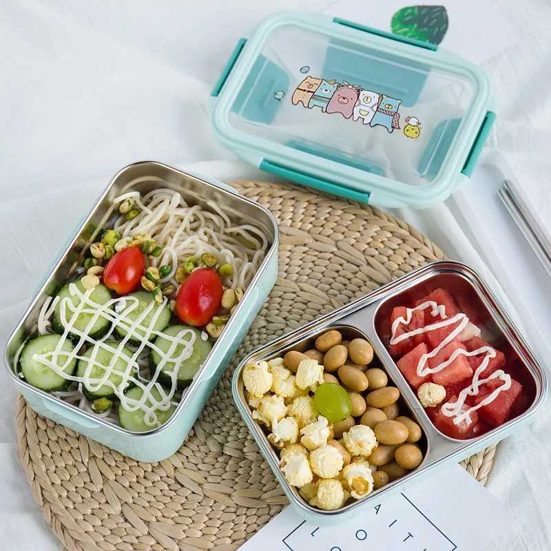 Cartoon Lunch Box Stainless Steel Double Layer Food Container Portable for Kids Picnic School Bento BoxM251121