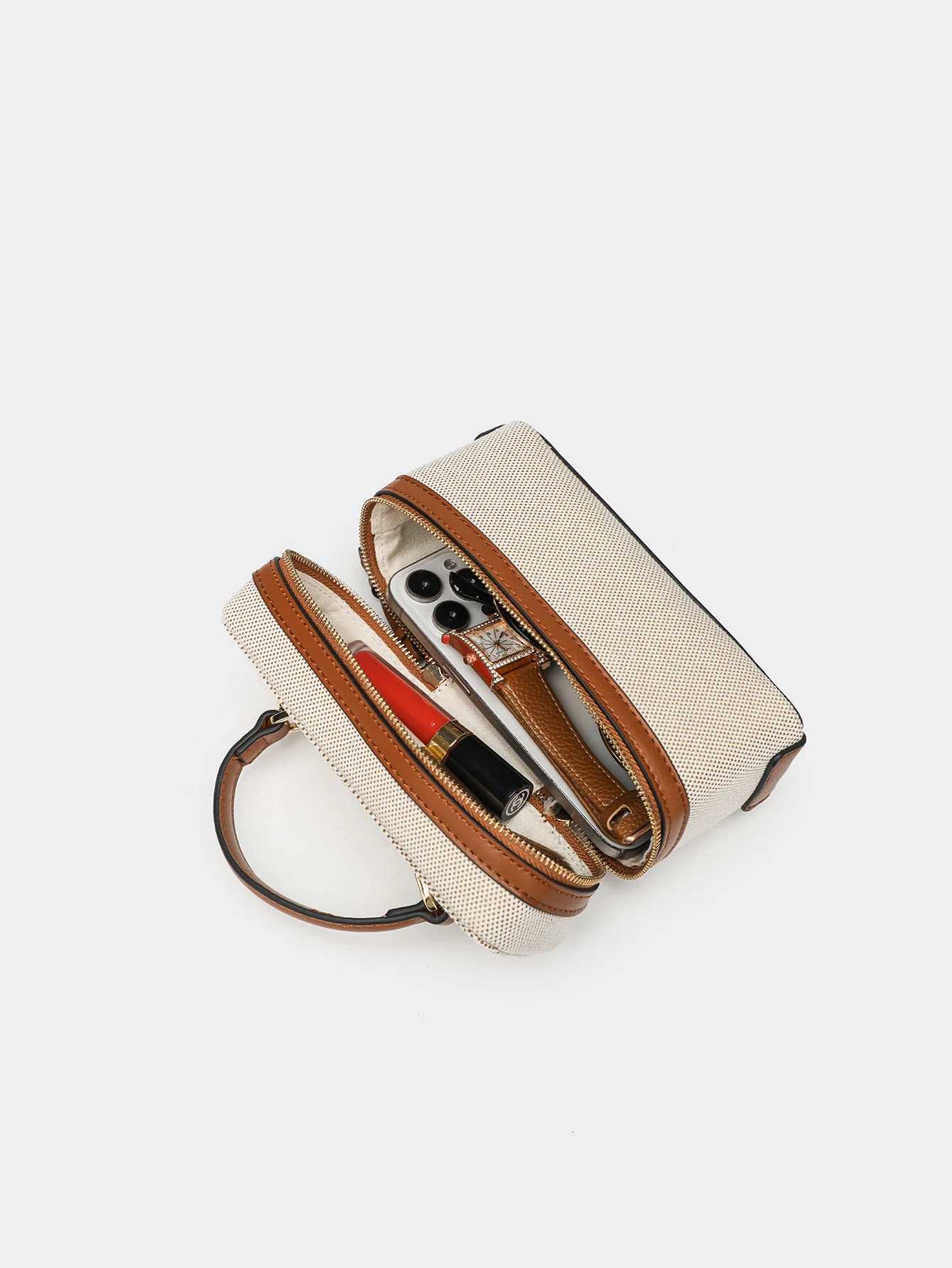 Fiable versatile box bag brown e shoder trendy hand-held hard fiable small square bag Y251121