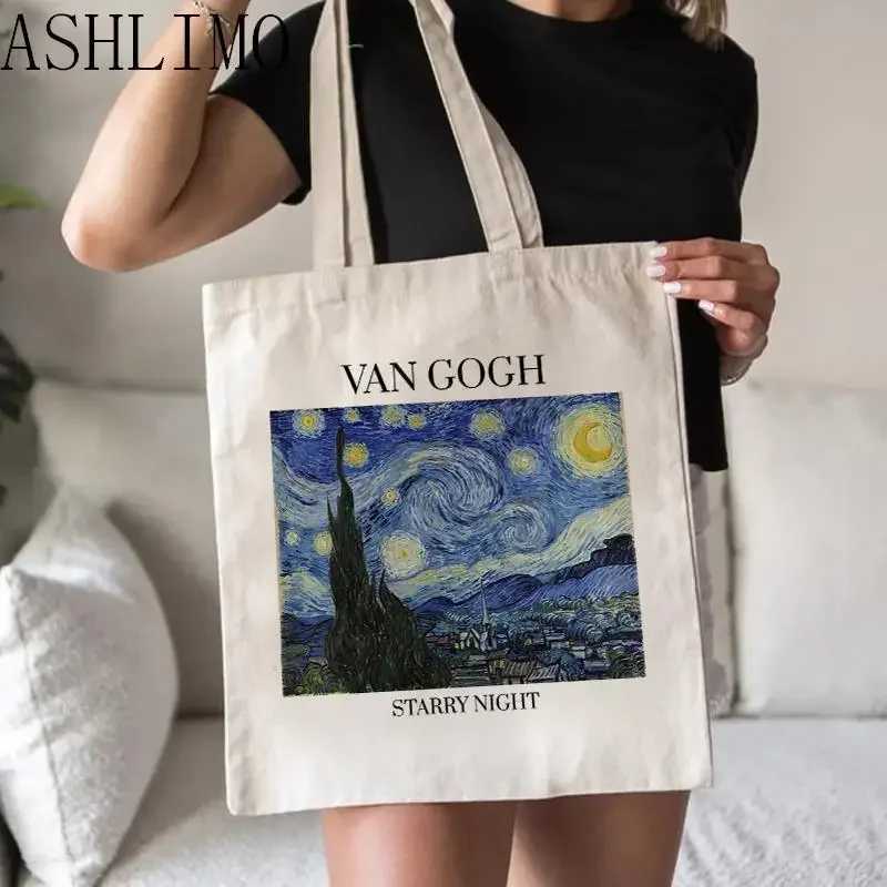 Van Gogh Painting Women Canvas Shoulder Bag High Capacity Tote Bag Aesthetics Cavas Shopping Bags Handbags Books Bag for GirlsT251121