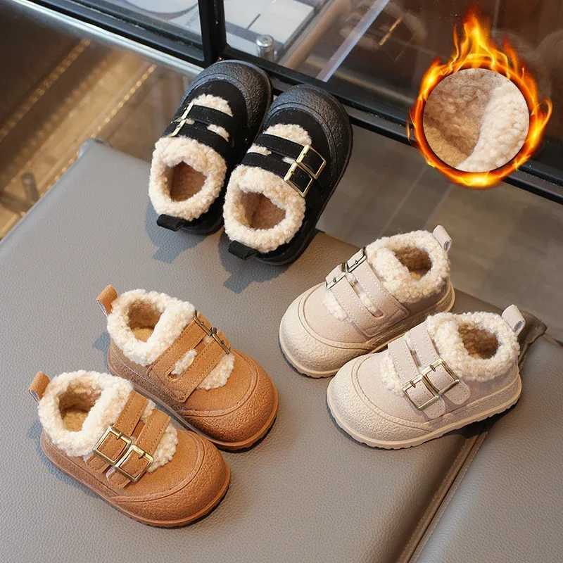 Childrens Padded Shoes 0-6 Years Old Khaki Thickened Warm Boys Girls Walking Shoes Beige Soft Non-slip Kids Baby Cotton BootsW251121