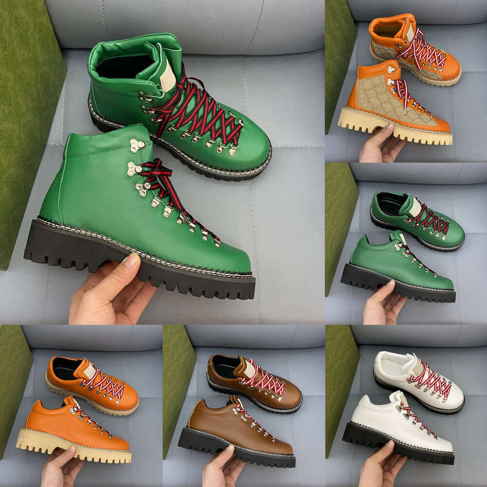 Autumn Winter Luxury Designer Women men hike Boots red shoelaces Printing Multi Style Mountaineering Mens womens Hiking Fashion Leather Martins Booties shoes