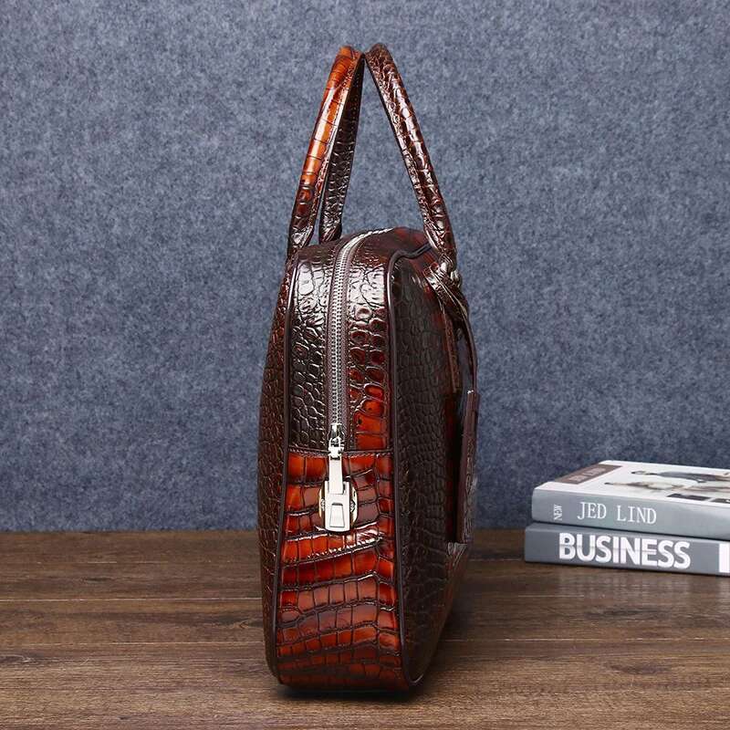 Crocodile Belly Pattern Men's briefcase Large size and large capacity handbag travel computer Business bag