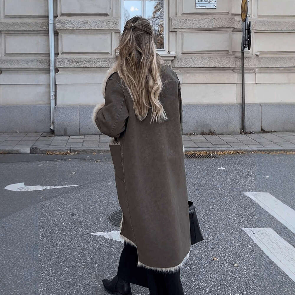 Winter American Style Autumn CrossBorder LongSleeve European Women's DoubleSided Reversible Long Coat Fur Jacket