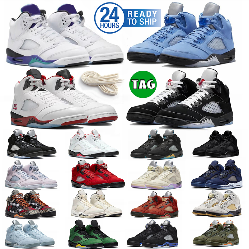 Designer Shoes 5s Black Metallic White Cement Fear Fire Sail Red Thunder Navy Blue 5 Outdoors Sports Sneakers Basketball Size 40-47