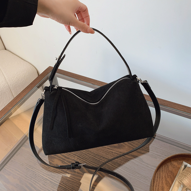 2024 Designer habag Simple Autumn Winter Colletion Grey Brown Big Boston Tote Soft Matte Suede Cow Leather Women's Habag Shoulder Bag A gift for 