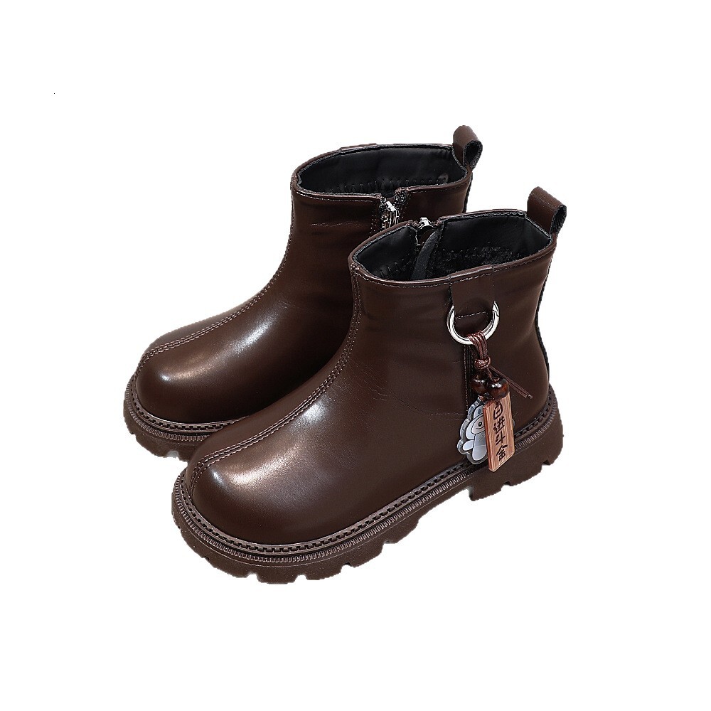 Winter double cotton children's shoes luminous shoes fashionable leather boots fashionable trendy shoes short boots Martin boots casual children&