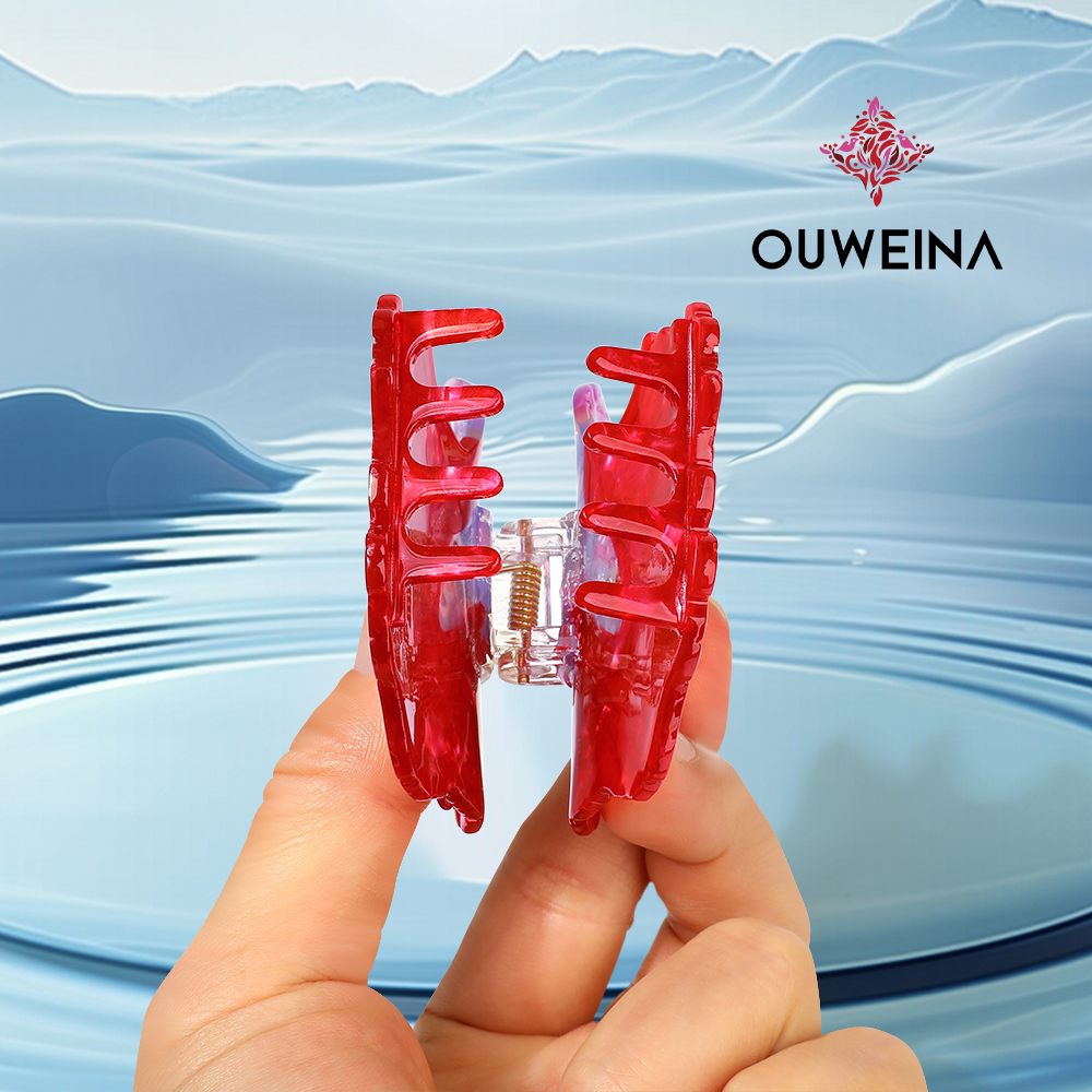 Personalized niche acetate grab clip original design style red lady fighting fish DW00347 cute animal hair accessories high ponytail clip