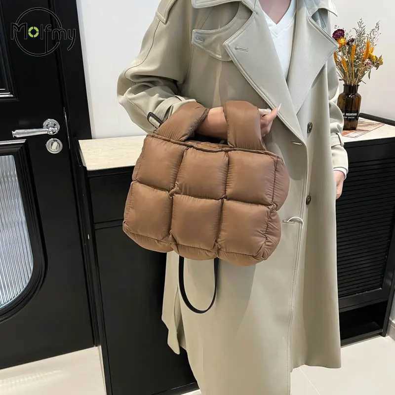 Fi Padded Tote Bag Designer Down Cott Wen Handbags Luxury Waterproof Shoder Crossbody Bags Winter 2025 Bolsos Mujer Y251121