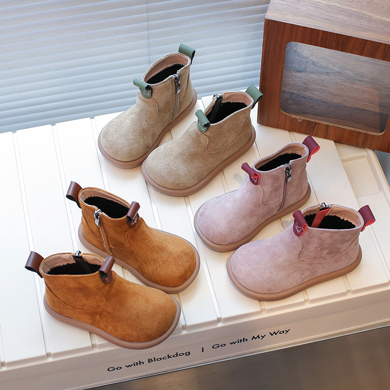 Autumn and winter luminous shoes, new retro cotton boots, fashionable trendy shoes, English solid color short boots, casual children's shoes