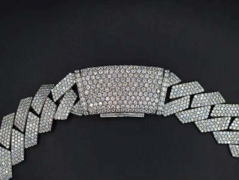 20mm 4 Rows Clasp Moissanite Diamond Cuban Chain 925 Sterling Silver Iced Out Pendant Necklace VVS Moissanite Cuban Link Chain