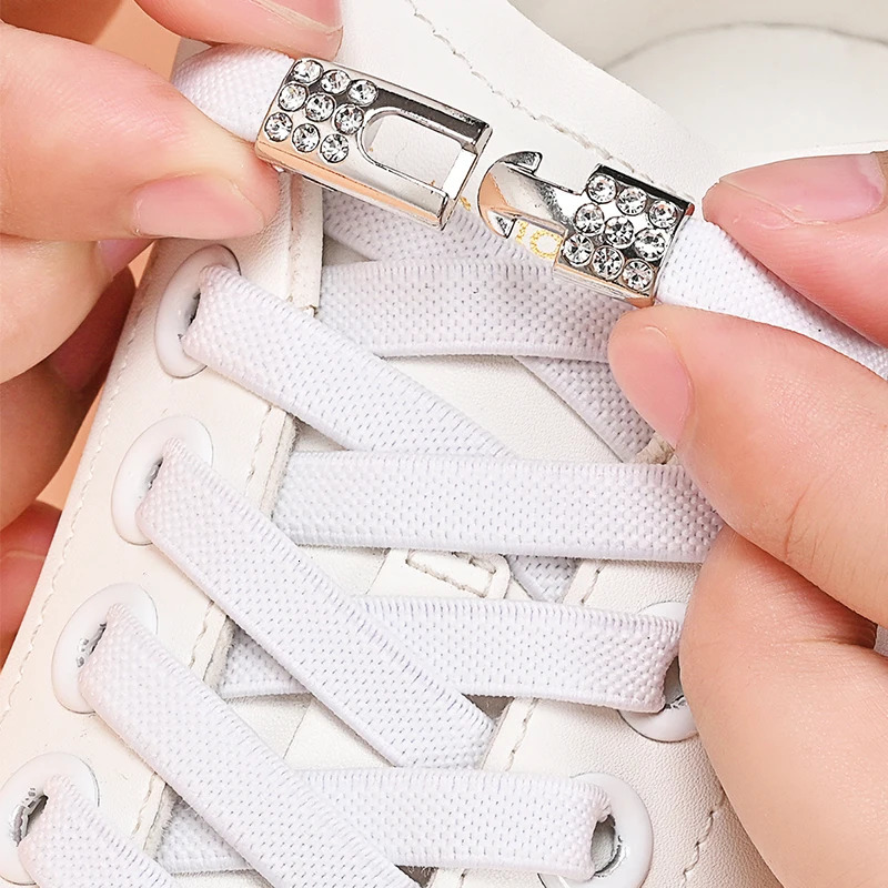 No Tie Shoe Laces Diamond Buckle Elastic Shoelaces Sneaker Kids Adult Shoelace Suitable For Sports Casual Shoes Boots 251121