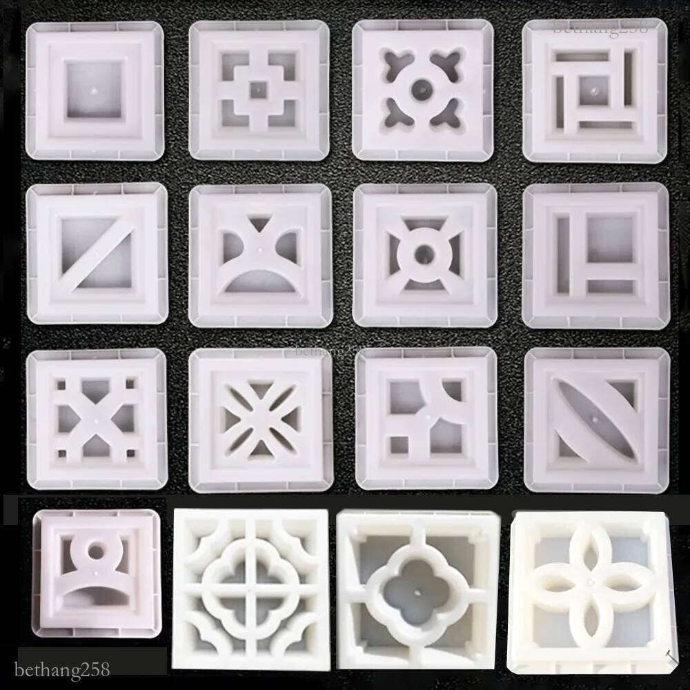 Cement Brick Mold Plastic Decorative Wall Window Mould Antique Garden Buildings Ornament Concrete Hollow Cement Brick Molding 240802
