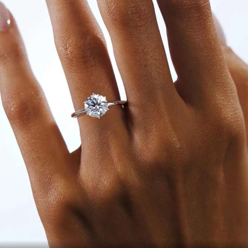 IU 0.5ct-2ct Solitaire Original Sier D Color Moissanite Engagement Wedding Ring Band for Women Jewelry Certificate