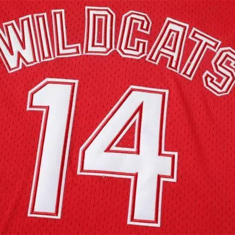 Zac Efron Troy Bolton East High School Wildcats No 14 Red Retro Basketball Jersey Men Ed Embroidere Jerseys Sport Shirt