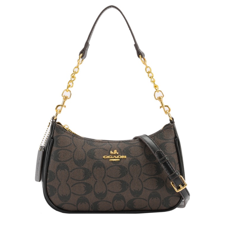 2025 hot selling free shipping fashionable retro chain flower underarm bag new versatile brown white women outdoor zipper bag
