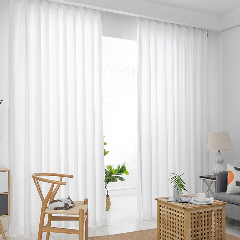 A662 simple anti-scratch diamond gauze curtain light-transmitting and elegant balcony living room bedroom bay window anti-hook and anti-cat claw white