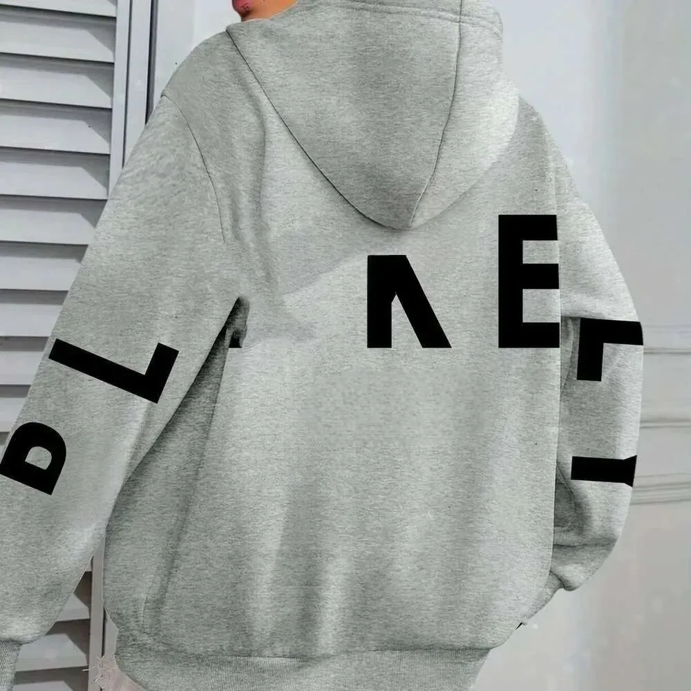 Women's Designer Polar Fleece Hoodie Casual Warm Granular Velvet Yoga Sport Pullover Baggy Fashion Versatile Letter Printed Chic Sweatshirt