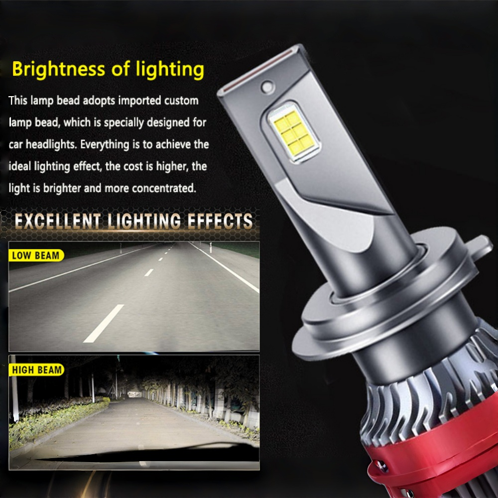 Car LED Headlights Auto Headlamps Bulbs Fog lights Super Bright IP68 Waterproof Original Fit XHP 3570 Chip 6000K 8000K High/Low Beam Plug and Play Fit - view 4