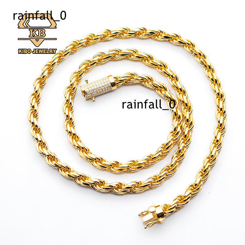 Hip Hop Men NecklaceIced 6mm Rope Chain 925 Silver Gold Plated Moissanite Rope Chain Diamond Cut