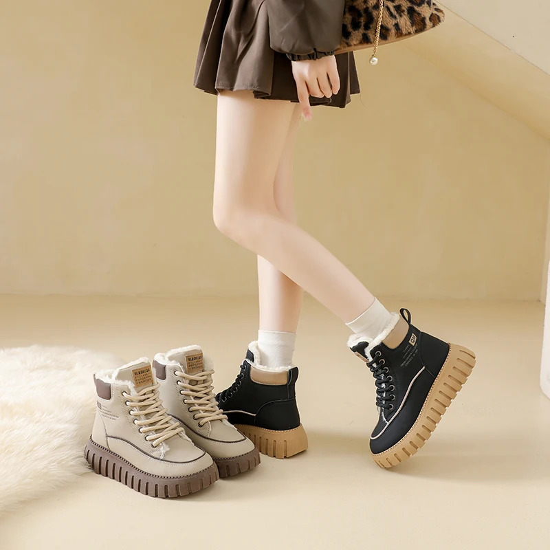 Winter cotton shoes hightop fleecelined sneakers snow boots fashionable and versatile KT2816 251121