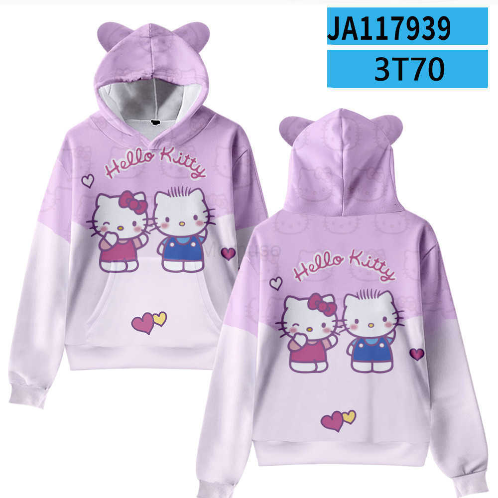 Sanrio 3D New Hello Kitty Cartoon Cute Kitty Cat Hoodie with Cat Ears for Adults and Children H251121