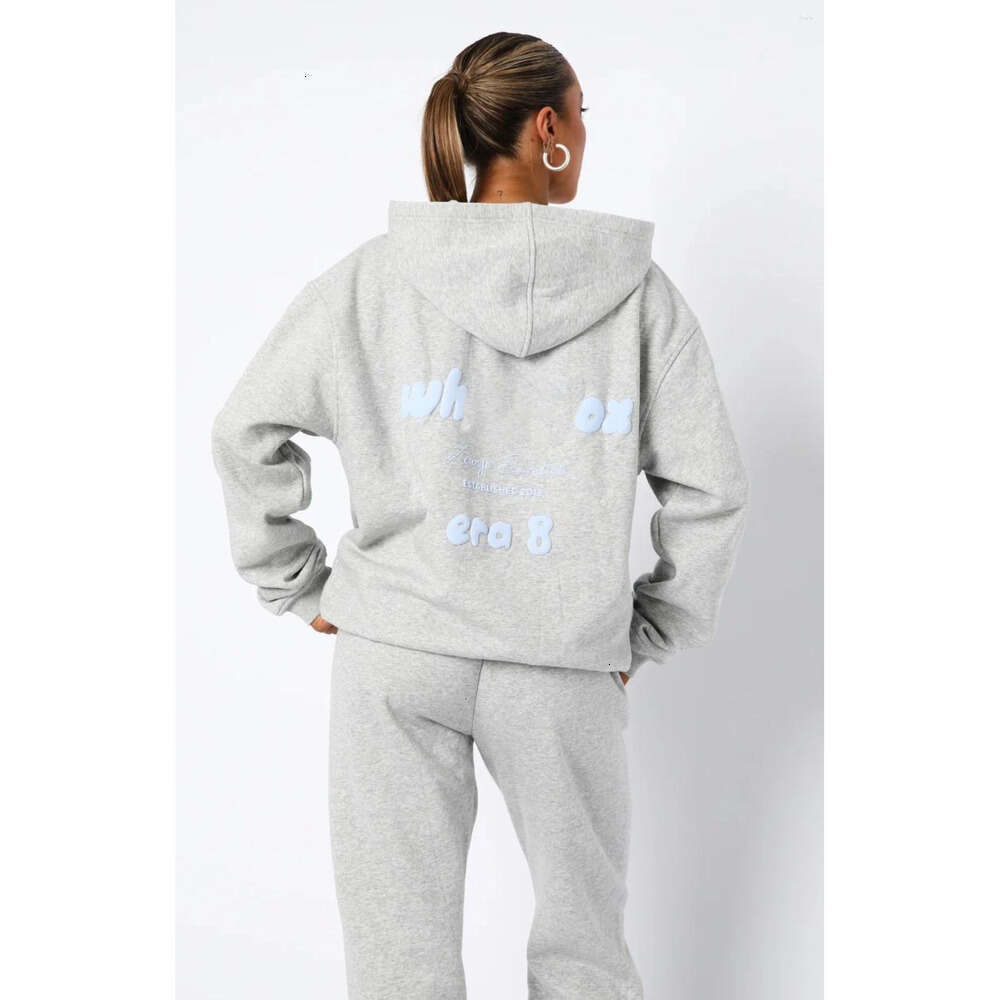 White Foxness And Sweatpants Set - White Foxliness Spring Fleece Tracksuit With Graphic Print, Loose Fit Hooded Two-Piece Sweatsuit For Men And Women Black 56D