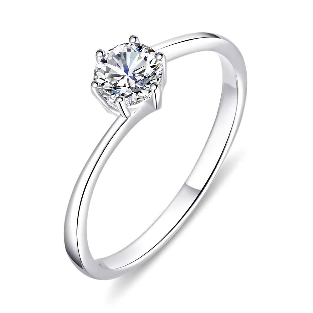 Love Jewelry 925 Sterling Silver Rhodium Plated Romantic Engagement Round Cut Women VVS D Color HPHT CVD Lab Grown Diamond Ring