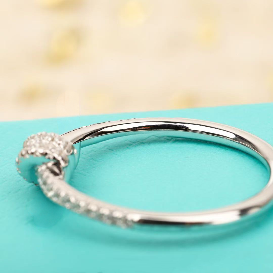 designer ring fashion trend letter gift knot shape with dia simple personality versatile romantic high-end light