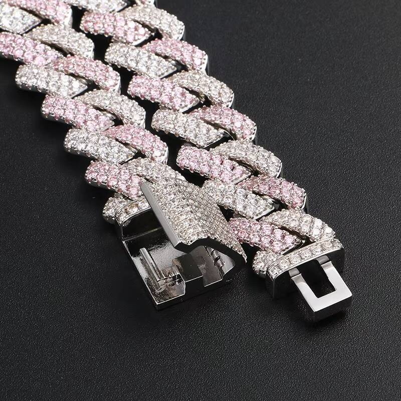Hip Hop Jewelry 925 Sterling Silver 10mm Moissanite Iced Out Moissanite Cuban Link Chain Bracelet