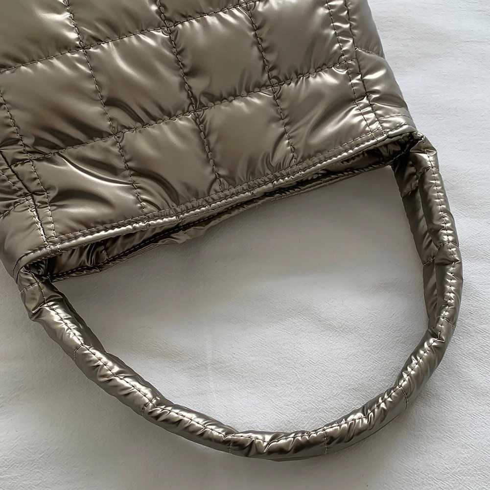 Quilted Cott Padded Tote Embroidered Plaid Cott Tote Bag Fi Soft Lightweight Portable Solid Color for Weekend Vai Y251121