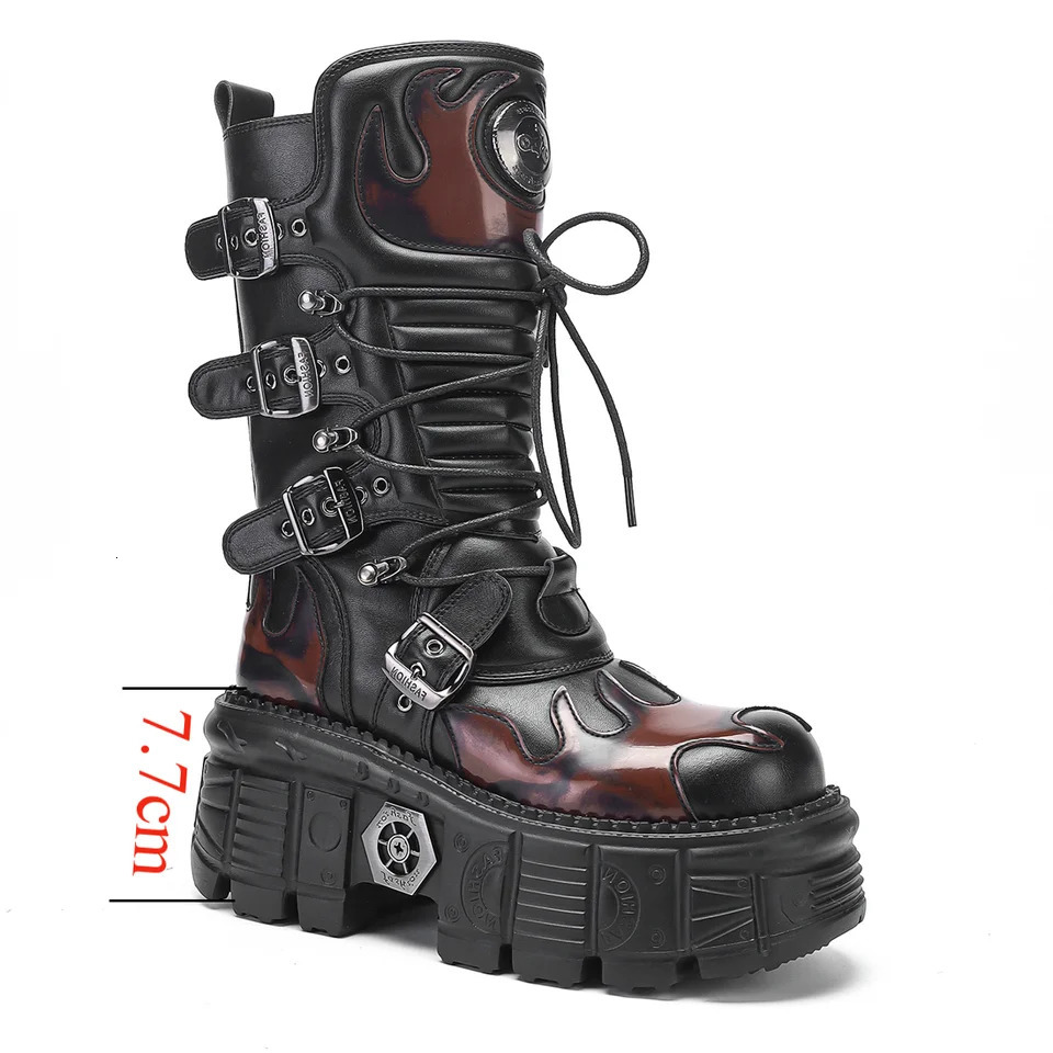 Personalized Short Boots Motorcycle Heavy Metal Versatile MidCalf Womens Rock Dark Cyberpunk 251121