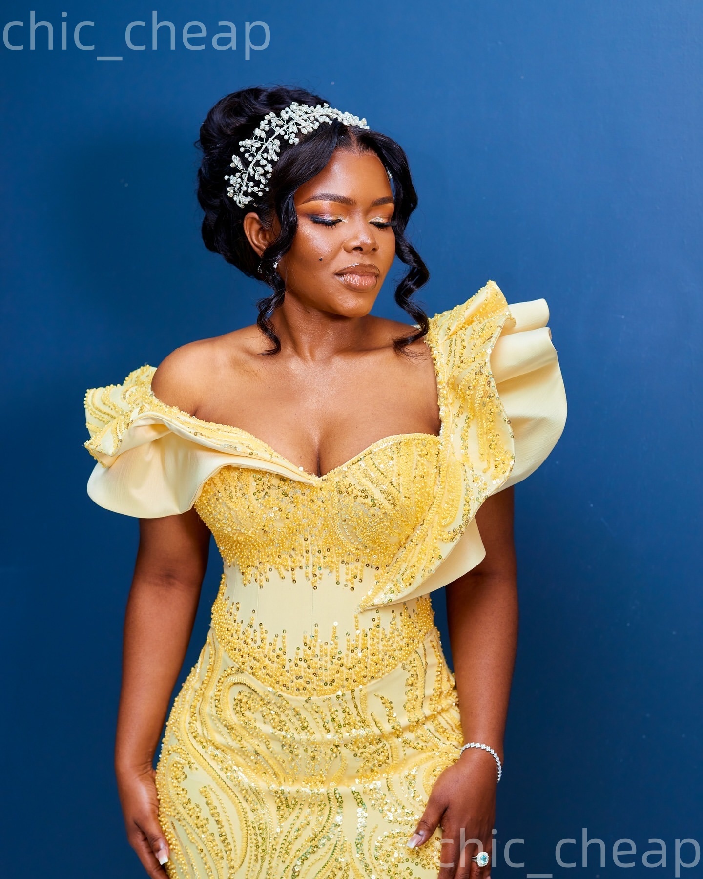 Aso Ebi Cream Mermaid Prom Dresses 2026 Beaded One Shoulder Sequined Evening Formal Party Second Birthday Engagement Gowns Plus Size Dress For Special