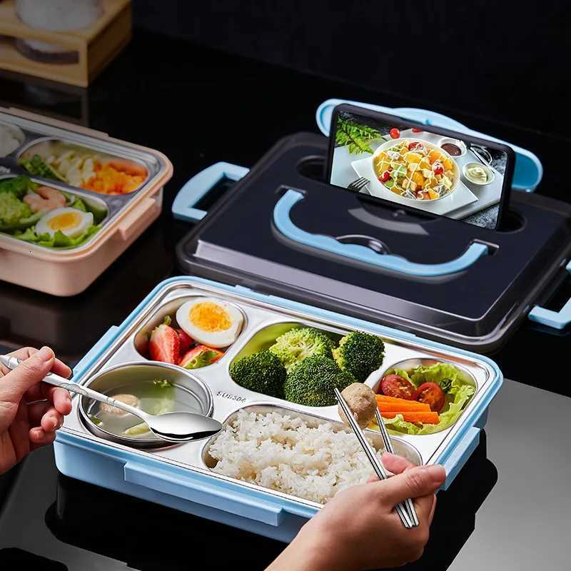 304 Stainless Steel Lunch Box Student Canteen Microwavable Bento Portable Insulation Compartments lunchbox Food ContainersM251121