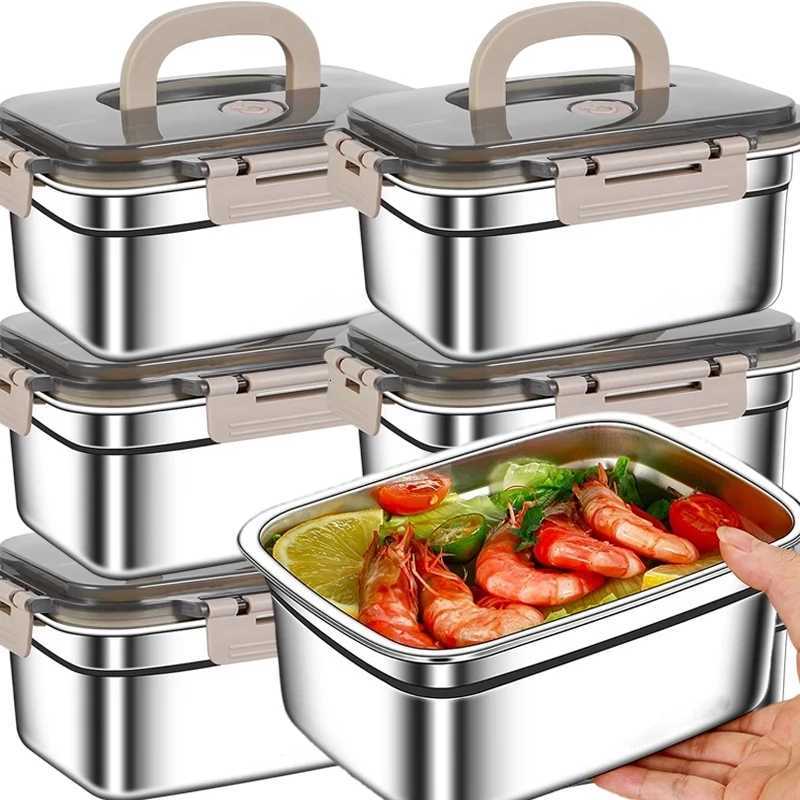 Stainless Steel Lunch Box Refrigerator Sealed Storage Box Portable Camping Food Containers Leak-proof Microwave Bento BoxesM251121