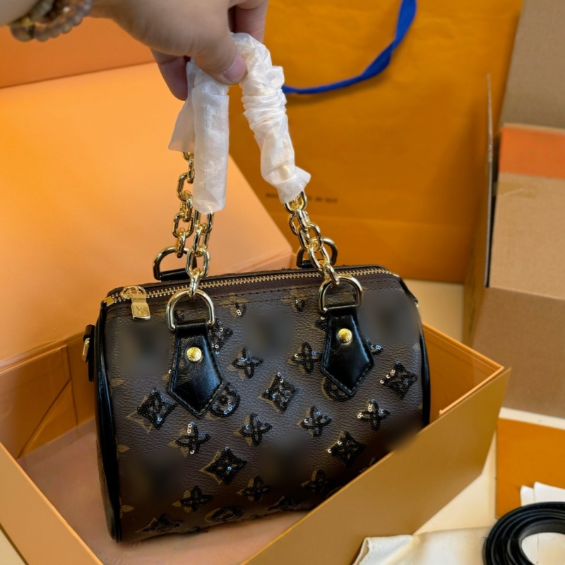 Luxury Sequin Shoulder Bag Designer Bag Black Chain Crossbody Bag Fashion Sparkle Pillow Bag Lady Casual High Quality Leather Handbag