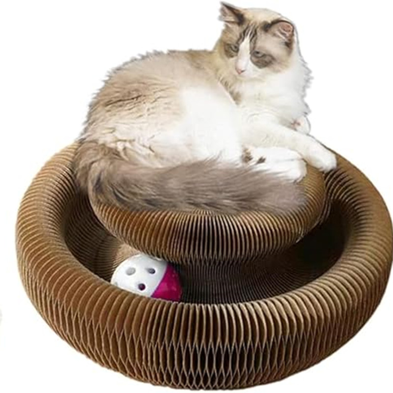 Magic Organ Cat Scratch Board Interactive Reversible Toys Scratcher Cardboard Kitten Pads Accordion Honeycomb Kitten curlz Cat Scratcher with Ball