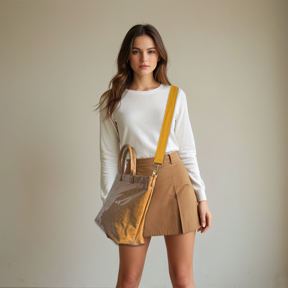Women's PVC Tote Large Capacity Letter Print Kraft Paper Clear Plastic Shoulder Bag Waterproof Travel Handbag