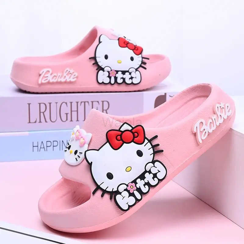 Sanrio New Hello Kitty Slippers Creative High-value Anime Cartoon Patch Couple Summer Indoor Home Non-slip Soft Bottom Sandals H251121