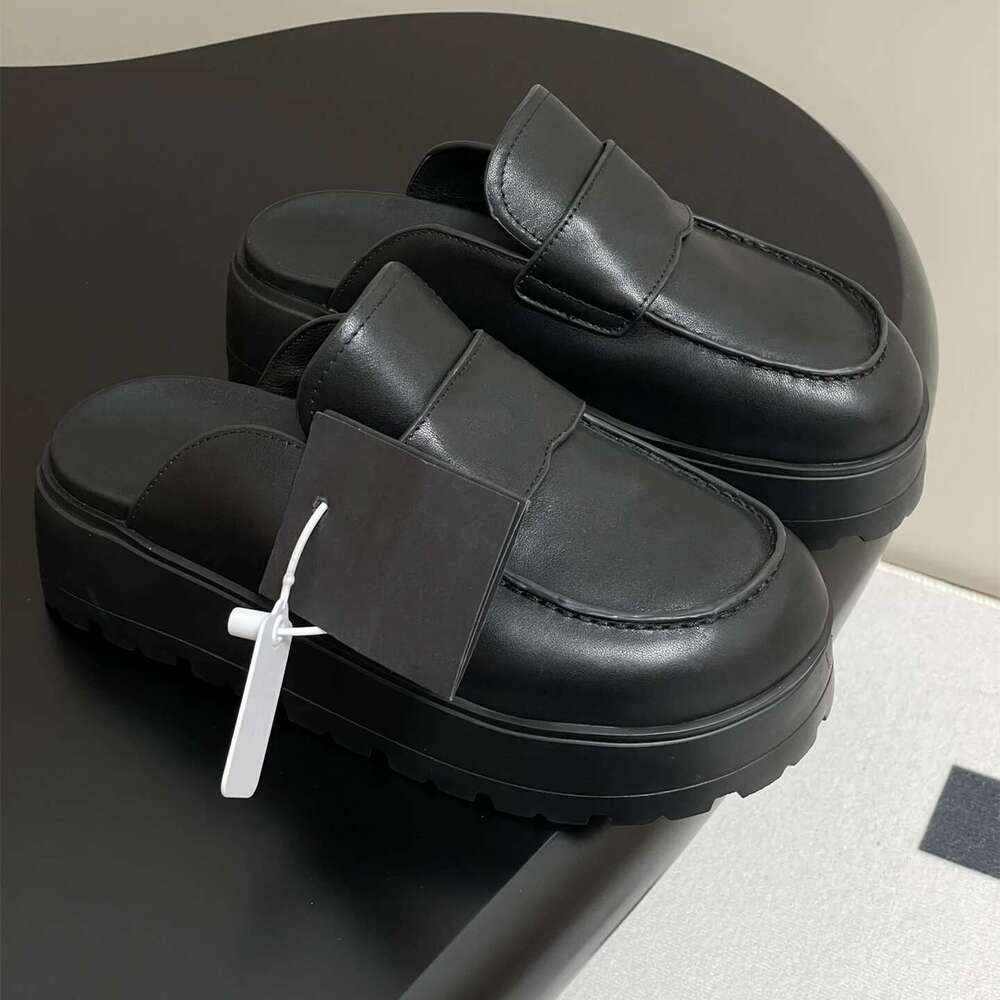Shoes Women Size35-41 Natural Cow Suede Mules Flat Platform Genuine Leather Slippers Round Toe Designer Shoe atillas De Mujer