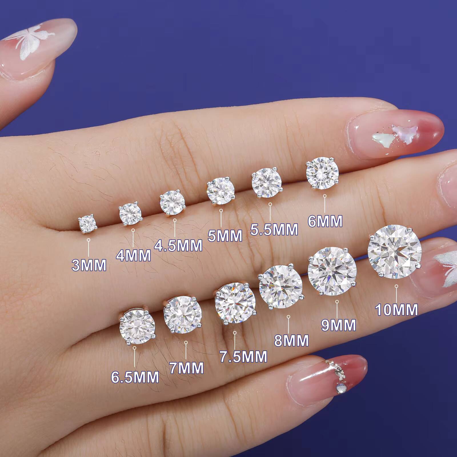 USA Warehouse Wholesale Jewelry Classic 18K Gold Plated 925 Sterling Silver VVS Moissanite Diamond Stud Earrings Men Women