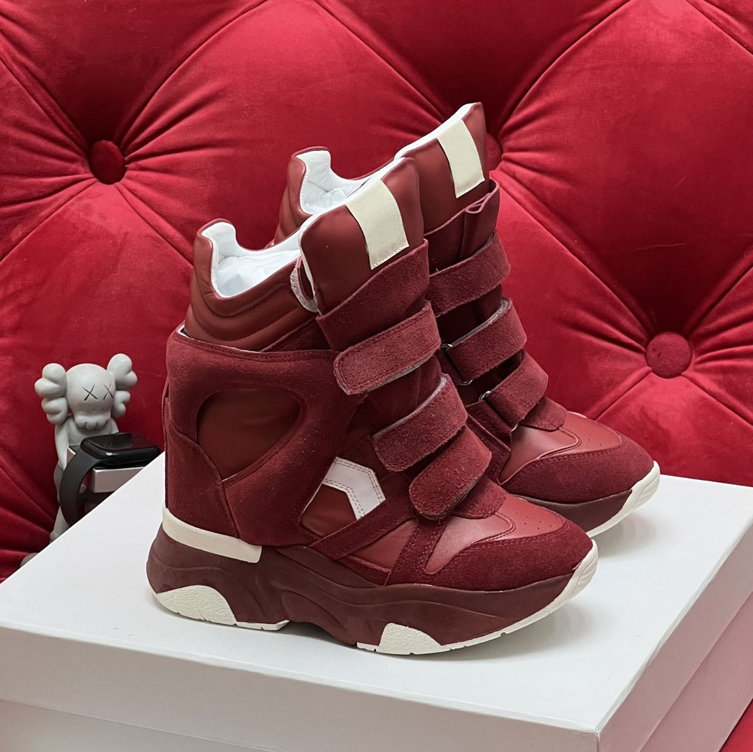 10A Designer Ankle Boot wedge high-top Shoes Black Leather women's wedge sneakers Casual shoes Chamois Suede shoes