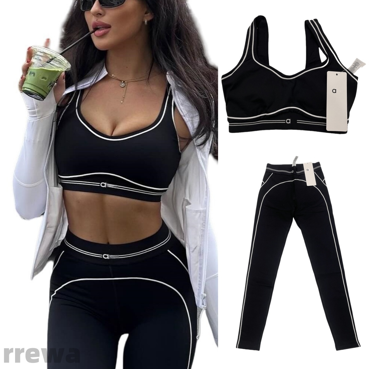 5A New Yoga Sets Sports Heart Throb U Bra+Leggings High End White Striped Pants Back Yoga Outfits Set Summer Running Fitness Gym alosetly woman cloths Sets