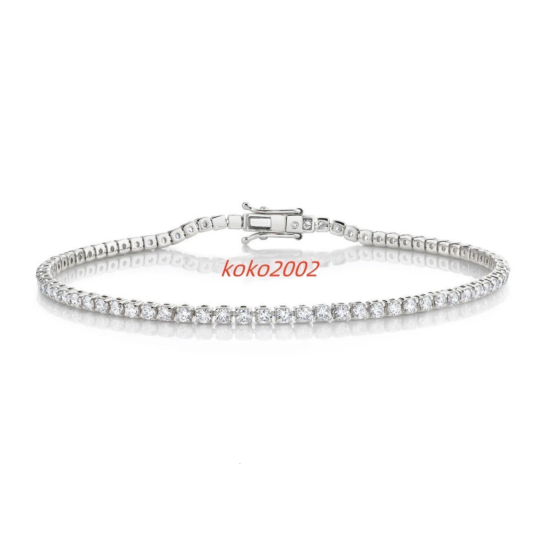 In Stock 4mm Moissanite Bracelet Iced Out White Gold Plated 925 Sterling Silver VVS Moissanite Tennis Bracelet