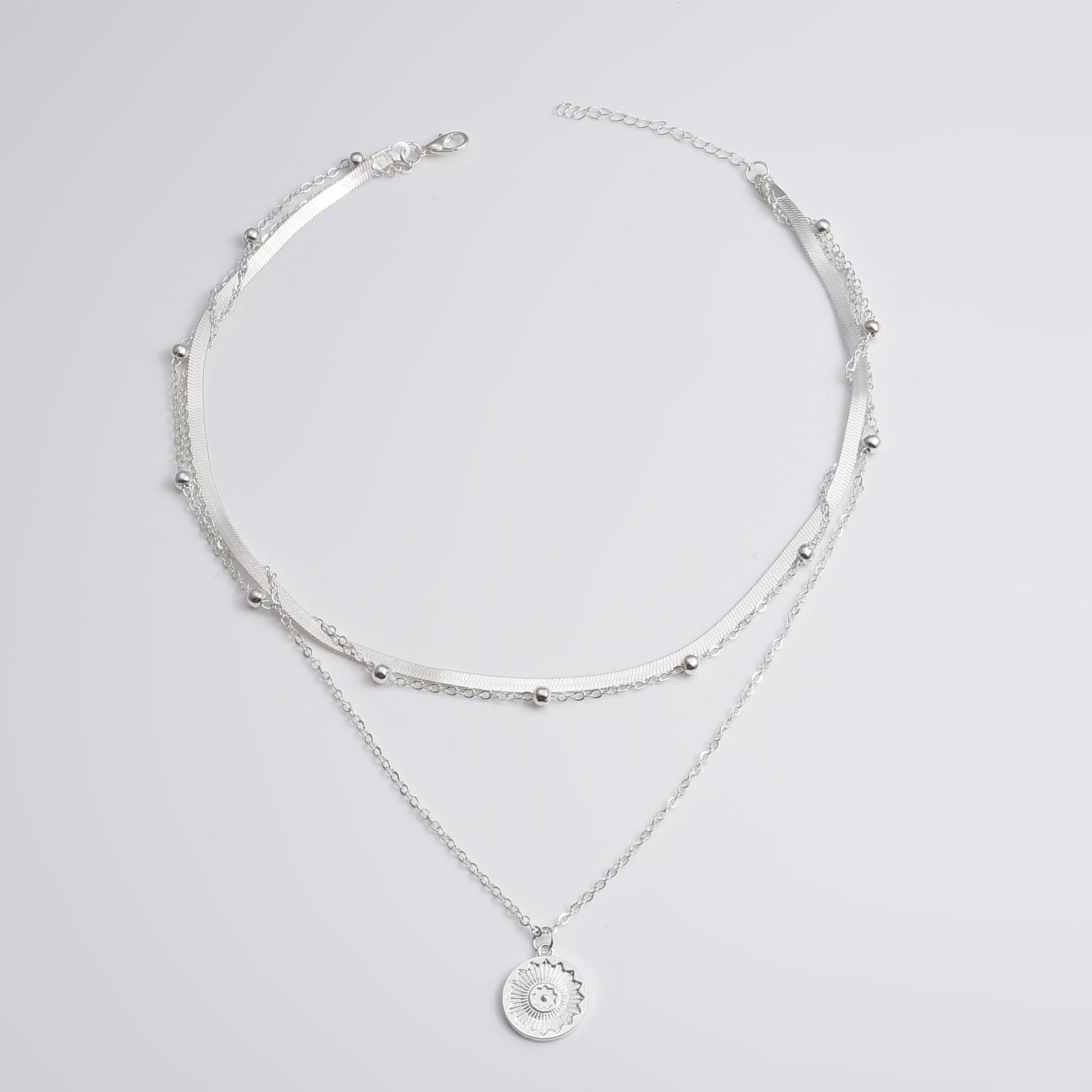 Recommended trendy, versatile, simple, multi-layered lotus pendant necklace for women, blade chain, neck chain