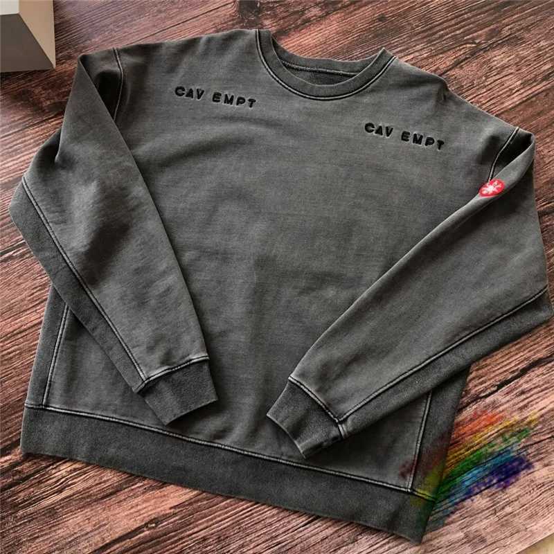 Thick Batik Dark Grey CAVEMPT C.E19AW Sportswear Crewneck Mens 1 1 Large Wash CAVEMPT Cav Empty Hoodie X250421