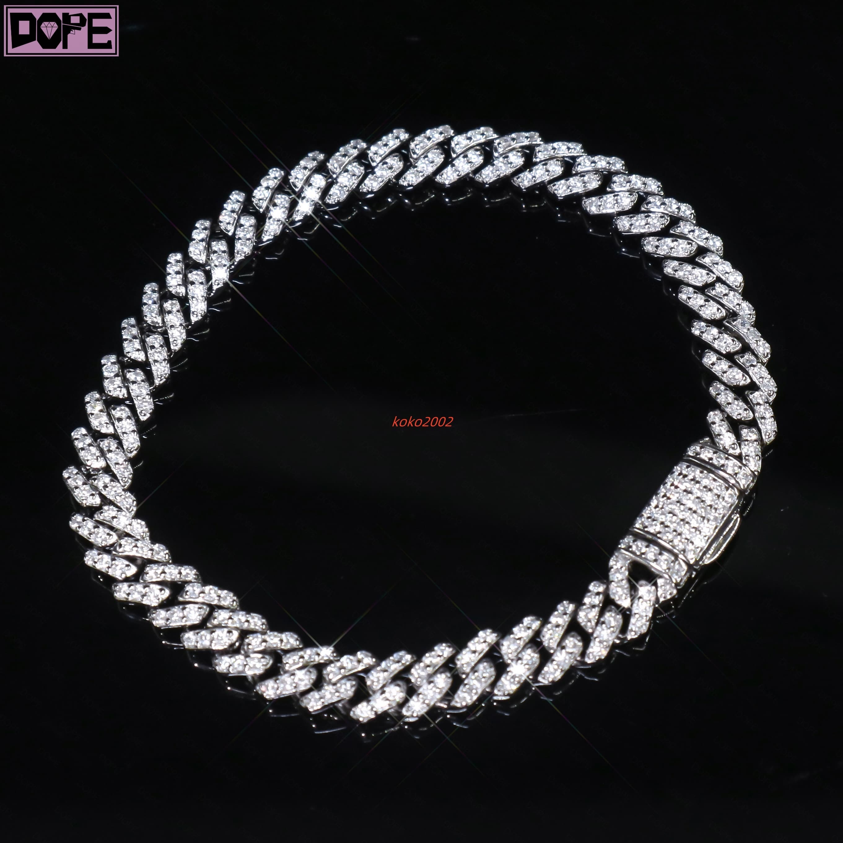 8mm Iced Out Jewelry Cuban Chain Men Bracelet Bling Hip Hop 925 Silver VVS Moissanite Cuban Bracelet