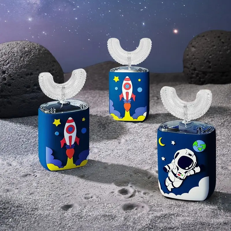 Electric Toothbrush for Children Adults U Shaped 360 Degrees Smart Electric Toothbrush Rechargeable Cartoon for Kids Blue Light 251113