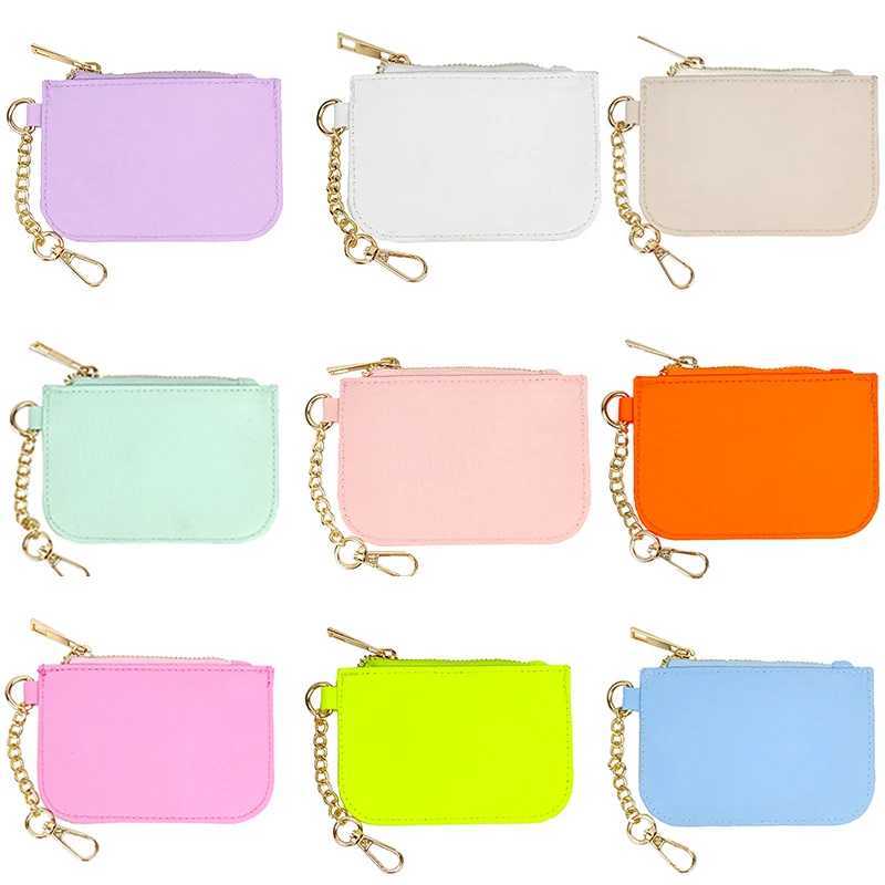 2024 Hot selling Style Solid Color Nylon Waterproof Mini Wallet Card Bag Coin Wallet Keychain Bag Accessories Holiday Gifts W250419
